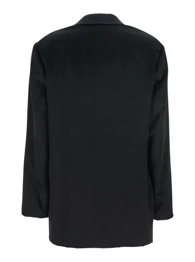 Alberta Ferretti Women Black Double-breasted Jacket With Peak Revers In Viscose Woman In Black