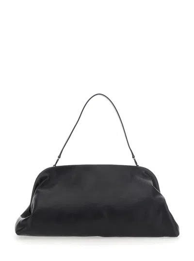 Alberta Ferretti Women Black Handbag With Removable Handle And Clasp Closure In Leather Woman In Black