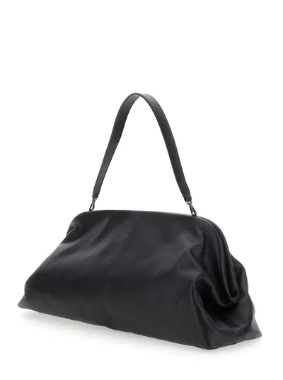 Alberta Ferretti Women Black Handbag With Removable Handle And Clasp Closure In Leather Woman In Black