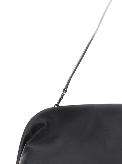 Alberta Ferretti Women Black Handbag With Removable Handle And Clasp Closure In Leather Woman In Black