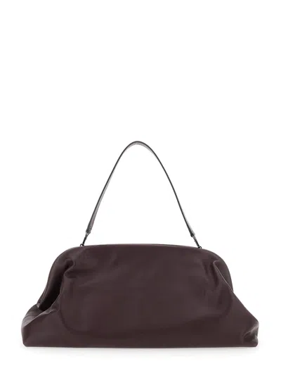 Alberta Ferretti Women Brown Handbag With Removable Handle And Clasp Closure In Leather Woman In Brown