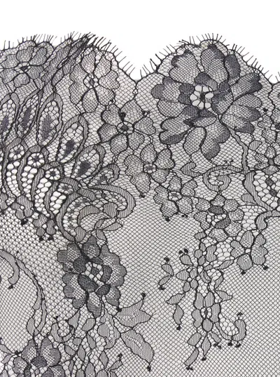 Alberta Ferretti Women Black Top With Thin Straps And Floral Embellishment In Lace Woman In Gray