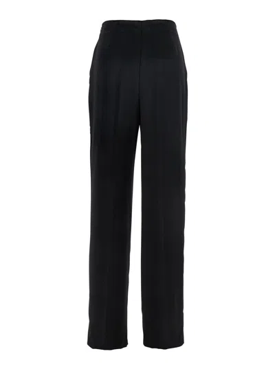 Alberta Ferretti Women Black Trousers With Front Pleats In Velvet Woman In Black