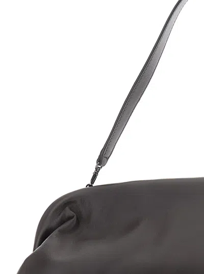 Alberta Ferretti Women Brown Handbag With Removable Handle And Clasp Closure In Leather Woman In Brown