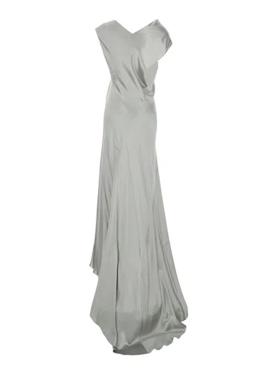 Alberta Ferretti Abito Raso Lucido In Green