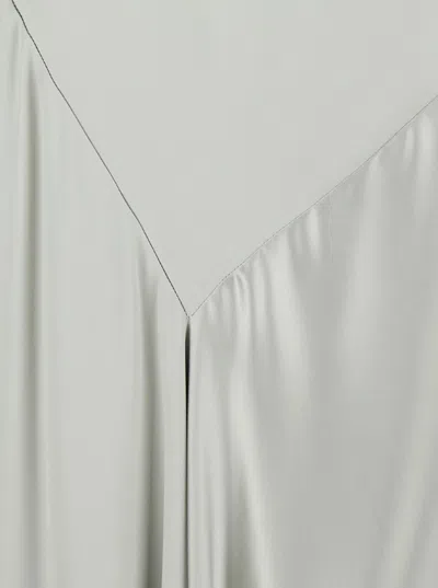 Alberta Ferretti Women Grey Long Dress With Draped Details And Long Sleeves In Glossy Satin Woman In Gray