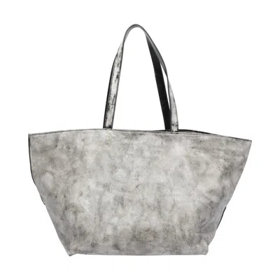 Alexander Wang Black And White Leather Punch Tote In Gray