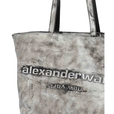 Alexander Wang Black And White Leather Punch Tote In Gray