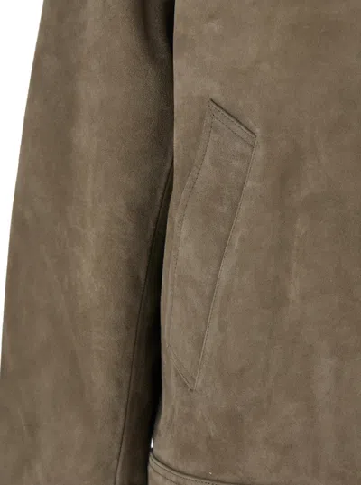 Ami Alexandre Mattiussi Ami Paris Men Grey Jacket With Classic Collar And Front Zip Closure In Suede Man In Multi