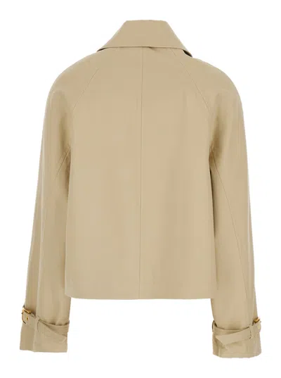 Ami Alexandre Mattiussi Ami Paris Women Beige Trench Coat With Classic Collar And Front Concealed Button Closure In Cotton W In Multi