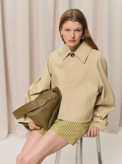 Ami Alexandre Mattiussi Ami Paris Women Beige Trench Coat With Classic Collar And Front Concealed Button Closure In Cotton W In Multi
