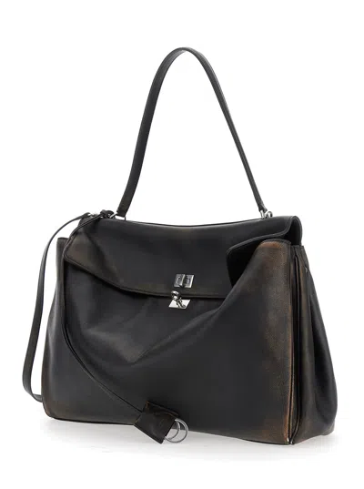 Balenciaga Men 'rodeo' Brown Large Shoulder Bag With Removable Shoulder Strap In Leather Man In Multi