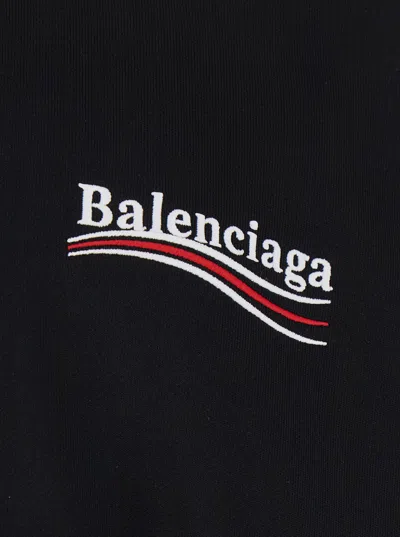 Balenciaga Men Black Sweatshirt With High Neck And Front And Rear Logo Print In Cotton Blend Man In Black