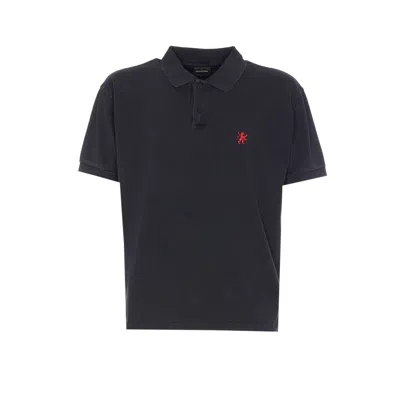 Balenciaga Cotton Piquet Polo Shirt With Lion Embroidery In Black