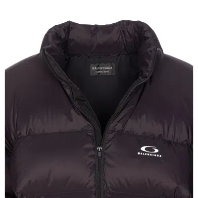 Balenciaga High Neck Puffer Down Jacket With Pockets In Brown