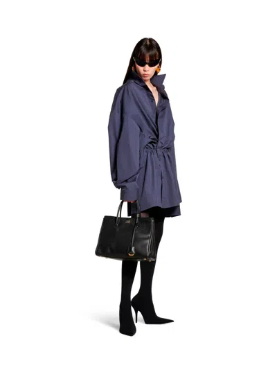Balenciaga Women 'hampton Small' Black Handbag With Embossed Logo On The Front And Removable Key Rin In Black