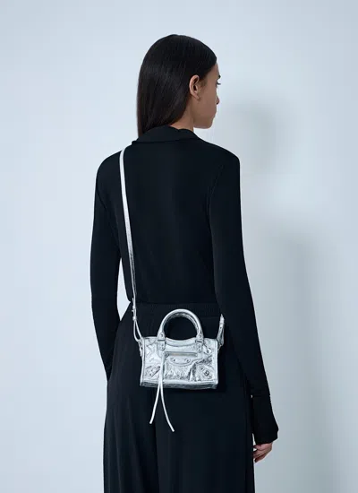 Balenciaga Women Mini Le City Handbag In Silver
