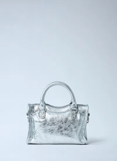Balenciaga Women Mini Le City Handbag In Silver