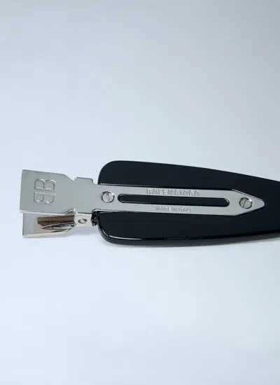 Balenciaga Women Set Of Two Logo Engraved Hair Clips In Black