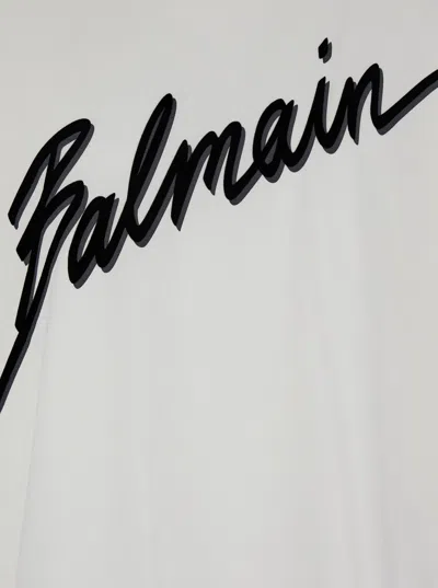 Balmain Men White Crewneck T-shirt With Maxi Logo Lettering On The Front In Cotton Man In White