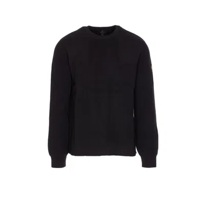 Belstaff Ribbed Crewneck Long Sleeve Sweater In Black