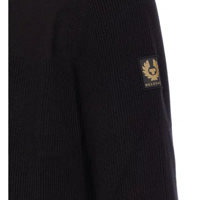 Belstaff Ribbed Crewneck Long Sleeve Sweater In Black