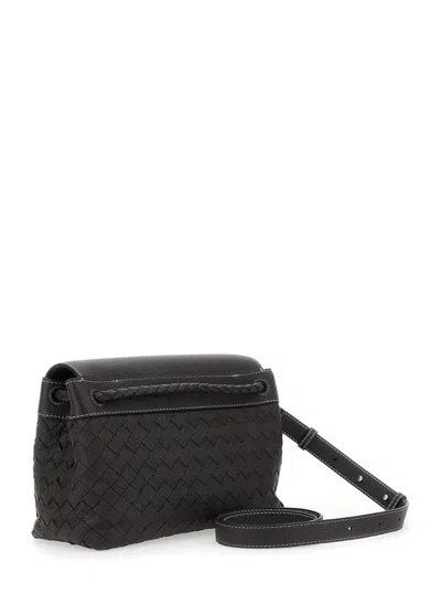 Bottega Veneta Men 'andiamo Brown Shoulder Bag With Knot Detail On The Front And Intrecciato Motif I In Multi