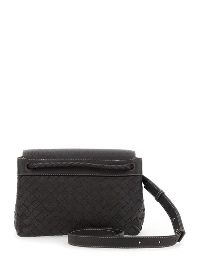 Bottega Veneta Men 'andiamo Brown Shoulder Bag With Knot Detail On The Front And Intrecciato Motif I In Multi