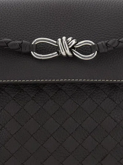 Bottega Veneta Men 'andiamo Brown Shoulder Bag With Knot Detail On The Front And Intrecciato Motif I In Multi