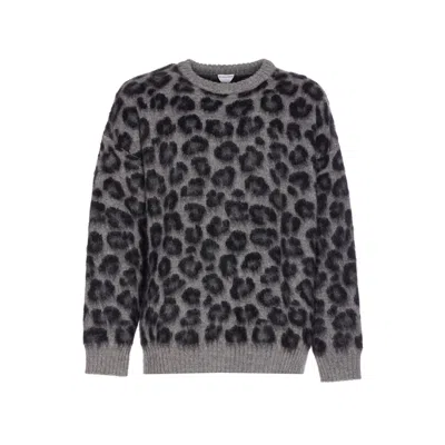 Bottega Veneta Men Animalier Sweater In Gray