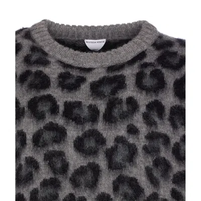 Bottega Veneta Men Animalier Sweater In Gray