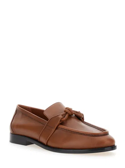 Bottega Veneta Men Brown Loafers With Knot Detail On The Front In Leather Man In Multi