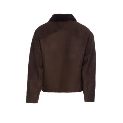 Bottega Veneta Men Merino Wool Shearling Jacket In Brown