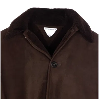 Bottega Veneta Men Merino Wool Shearling Jacket In Brown