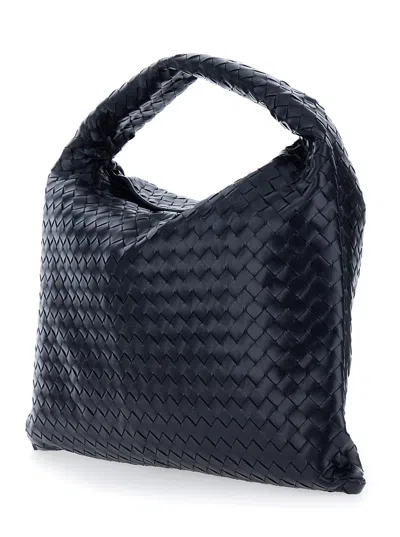 Bottega Veneta 'hop Large' Blue Shoulder Bag With Intreccio Motif In Leather Woman In Multi