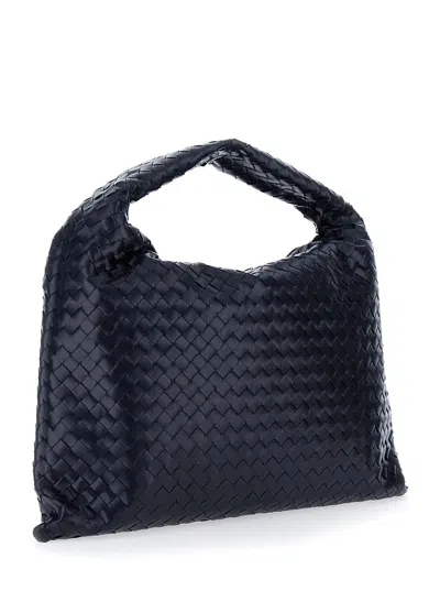 Bottega Veneta 'hop Large' Blue Shoulder Bag With Intreccio Motif In Leather Woman In Multi