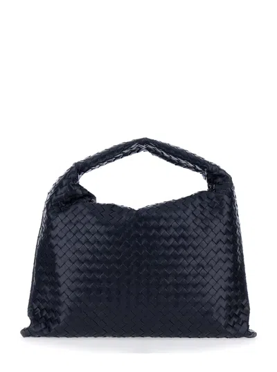 Bottega Veneta 'hop Large' Blue Shoulder Bag With Intreccio Motif In Leather Woman In Multi