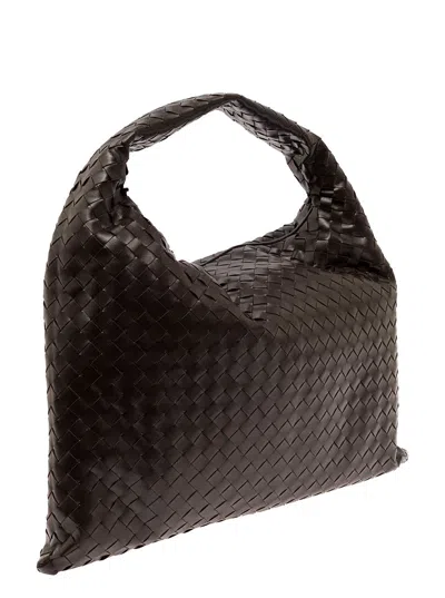 Bottega Veneta Women 'hop Large' Brown Shoulder Bag With Intreccio Motif In Leather Woman In Brown