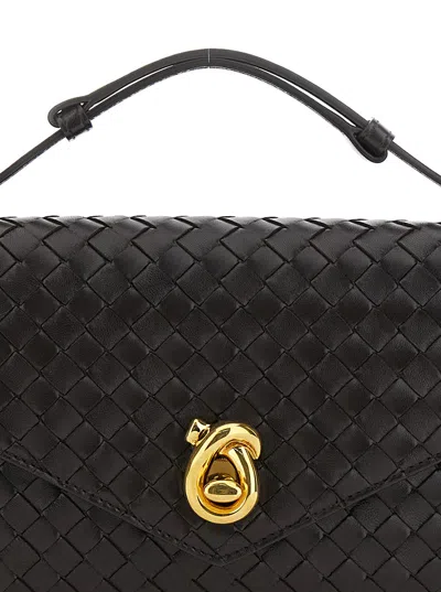 Bottega Veneta Women 'knot Lock' Brown Handbag With Intreccio Motif And Metal Knot Closure In Leathe In Brown