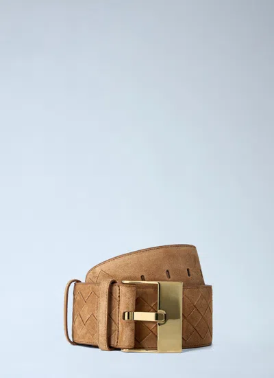 Bottega Veneta Women Large Suede Watch Belt In Brown