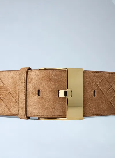 Bottega Veneta Women Large Suede Watch Belt In Brown