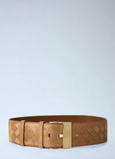 Bottega Veneta Women Large Suede Watch Belt In Brown