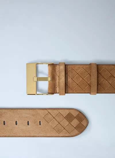 Bottega Veneta Women Large Suede Watch Belt In Brown