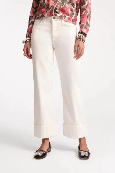 Frances Valentine Smarty Cuffed Jeans In Denim White In White