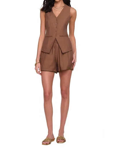 Heartloom Button Front Vest In Brown In Brown