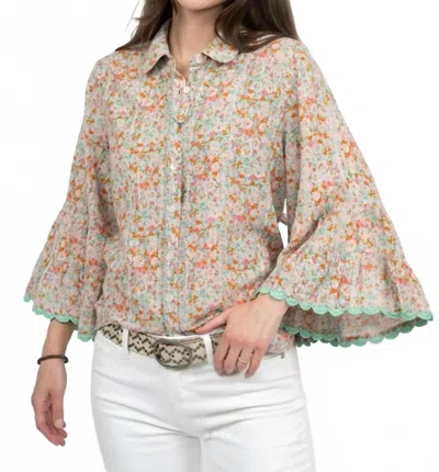 Sister Mary Luz Flared Top In Multicolor In Green