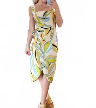 Karlie Abstract Leaf Wrap Tank Dress In Multi In Multi