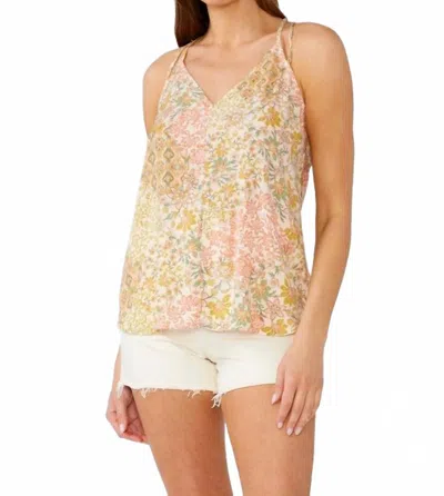 Lovestitch Women's Bohemian Floral V Neck Racerback Tank Top In Dusty Peach/rust In Neutral