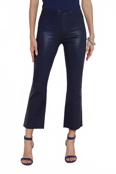 L Agence Kendra High Rise Cropped Flare Jeans In Midnight Coated In Blue