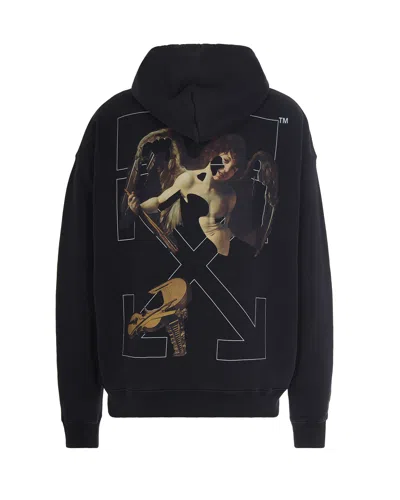 Off-white Washed Black Cupid Arrow Skate Logo Hoodie